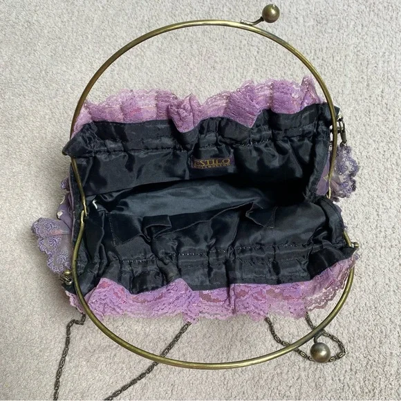 Estilo Collection Vintage Purple Floral Whimsigoth Lace Purse - Picture 7 of 9